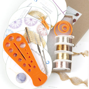 Wire crochet kit EXTENDED beginners DIY kit , video tutorials with supply and tools - Yooladesign