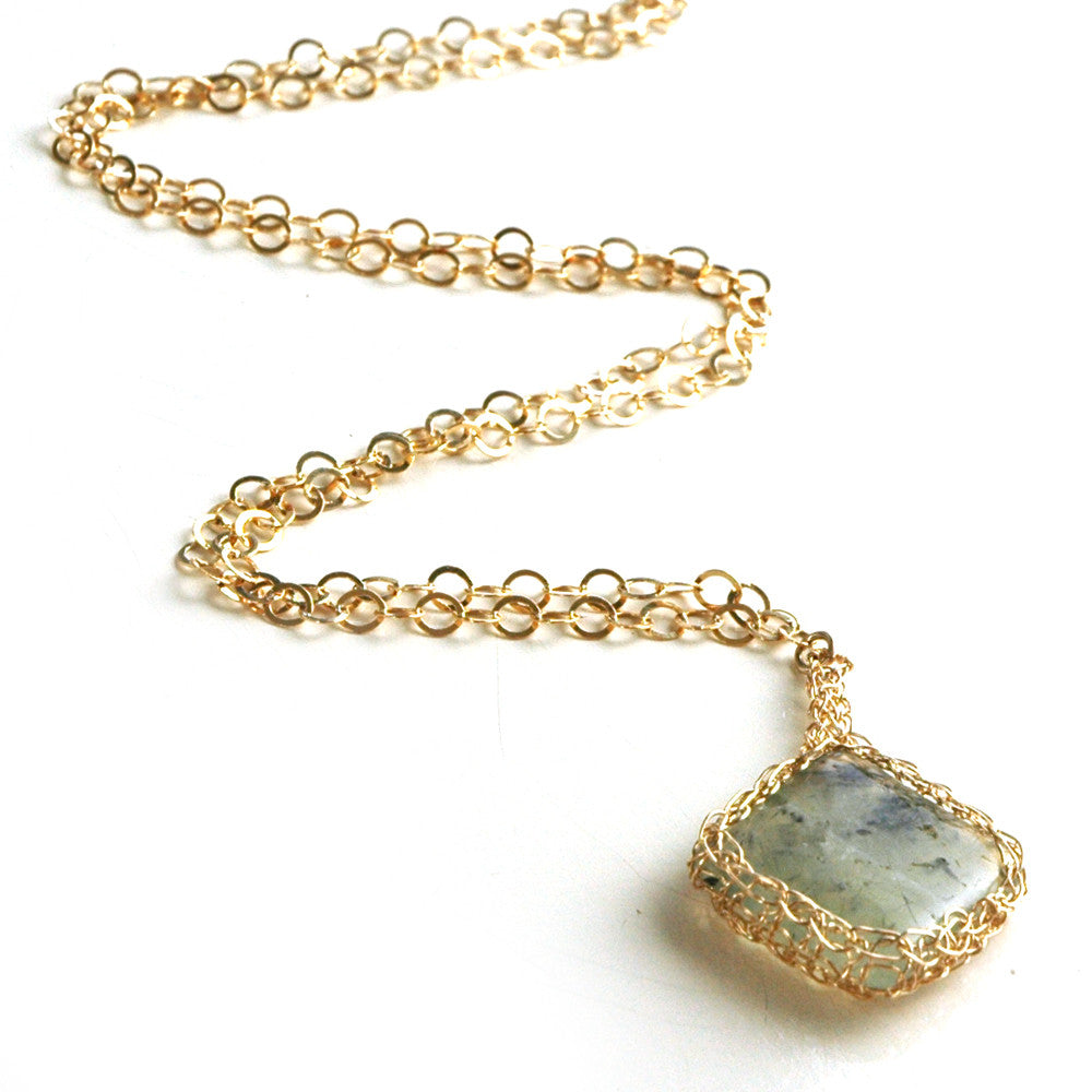 Prehnite necklace, pendant charm necklace, strengthen your intuition - Yooladesign