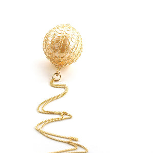 Pearl Pendant Gold Wire Crochet Necklace - Yooladesign