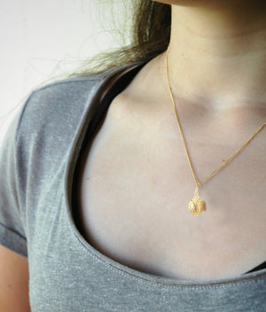 Small Pearl Pendant Gold Wire Crochet Necklace - Yooladesign