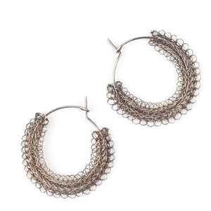 Gypsy hoop earrings, Gray sterling medium hoops - Yooladesign