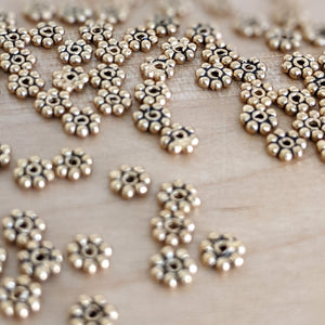 Gold plated Sterling silver flower beads - YoolaDesign