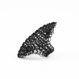 Full finger Black ring , wire crochet black jewelry - Yooladesign