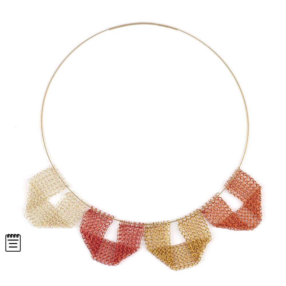 Geometric Bib necklace - Partial wire crochet pattern - Yooladesign