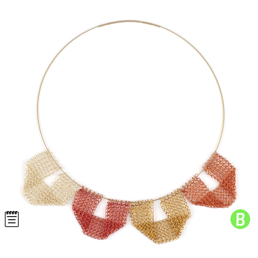 Geometric Bib necklace - Partial wire crochet pattern - Yooladesign