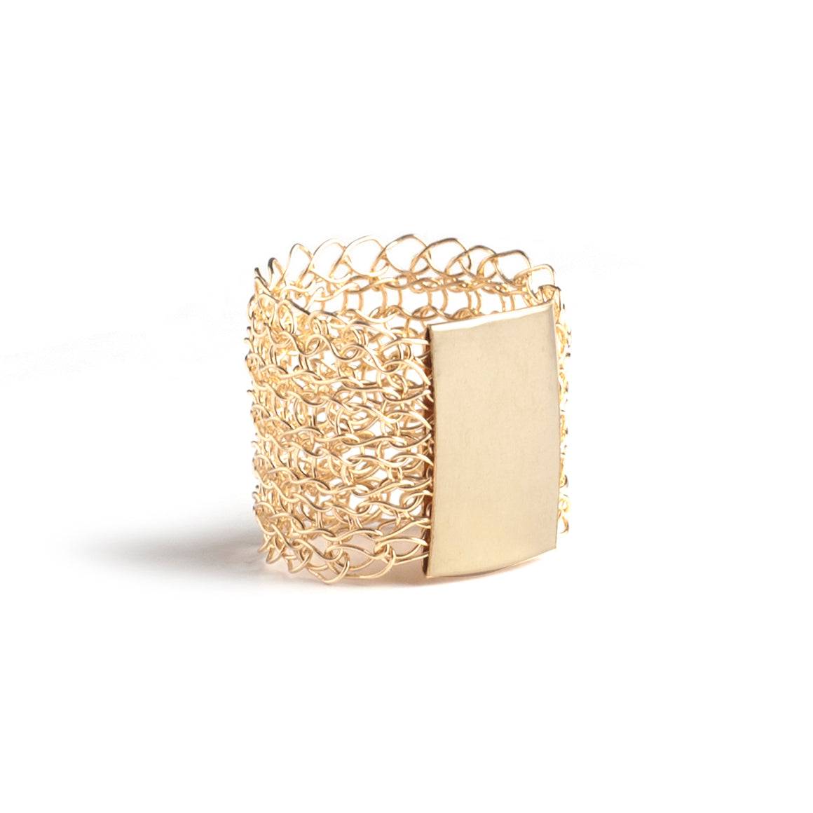 Geometric Gold Ring - wire crochet statement ring - Yooladesign