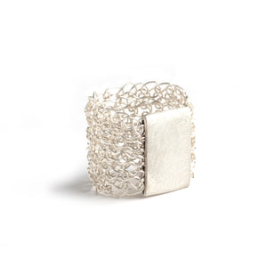 Silver Geometric Ring - wire crochet statement ring - Yooladesign