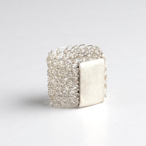Silver Geometric Ring - wire crochet statement ring - Yooladesign