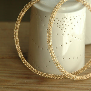 Giant Gold Hoop Earrings , Gold Wire Crochet Jewelry , Fashion Jewelry , Unique Design - Yooladesign
