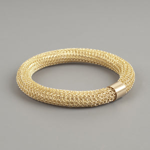 Chunky Gold Bangle bracelet , Wire Crochet Bracelet - Yooladesign
