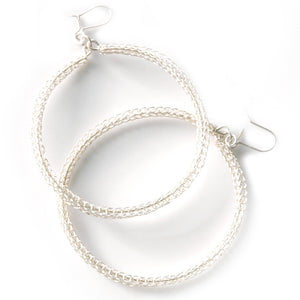 Salsa Silver Hoop Earrings , Wire Crochet Jewelry , Gypsy Soul , Fashion Jewelry - Yooladesign