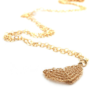Heart pendant necklace , knitted gold heart - Yooladesign