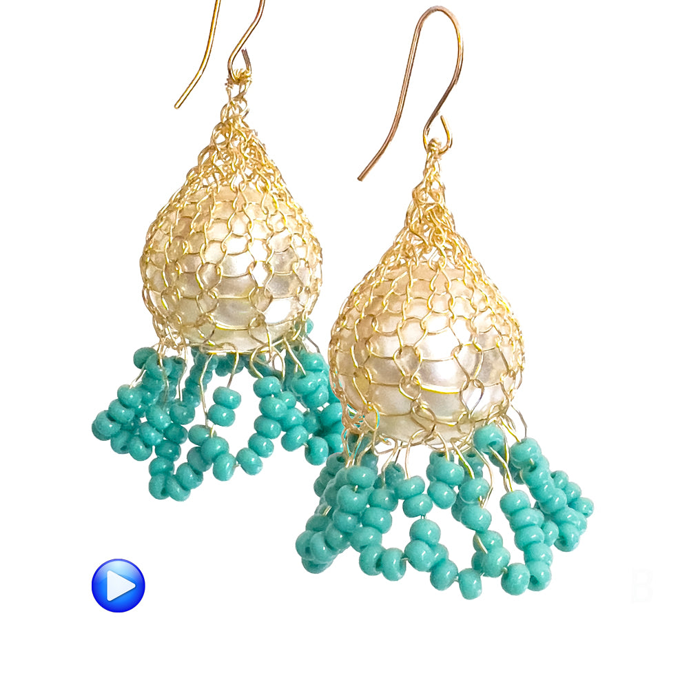 Fun and quick drop earrings VIDEO instructions using the YoolaKnitter
