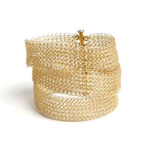 Gold Layered Bracelet Cuff , Wire Crochet Bridal Cuff , Handmade Bridal Jewelry - Yooladesign