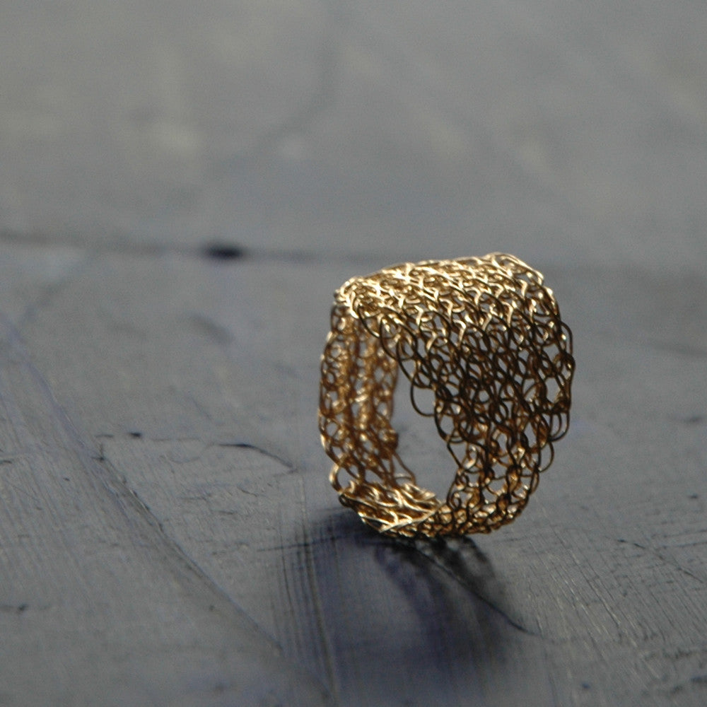 Gold Leaf Ring , Wire Crochet Jewelry, Every Day Jewelry, Gold Ring - Yooladesign