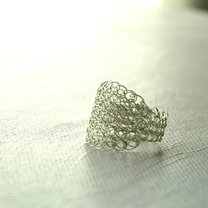Silver Leaf Ring , Wire Crochet Jewelry, Every Day Jewelry, Silver Ring - Yooladesign