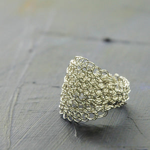 Silver Leaf Ring , Wire Crochet Jewelry, Every Day Jewelry, Silver Ring - Yooladesign