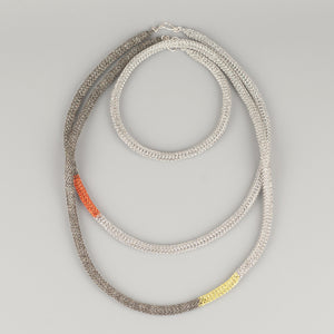 long Statement Necklace , Gray and Neon - Yooladesign