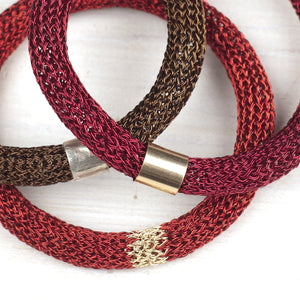 Marsala jewelry , red wine bangle bracelet with a sterling bead - Yooladesign