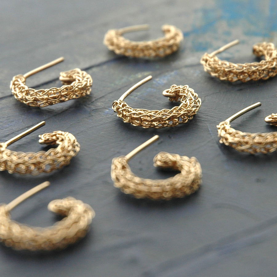 Stud hoop earrings , small gold post earrings - Yooladesign