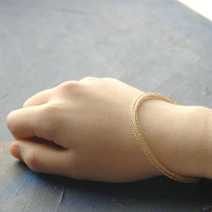 Gold bangle bracelet , wire crocheted bangle - Yooladesign