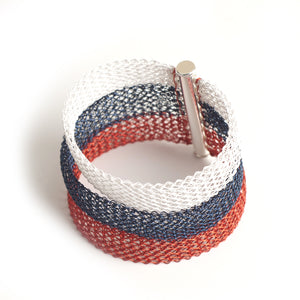 NAUTICAL  Layered Bracelet , white Blue & Red - Yooladesign