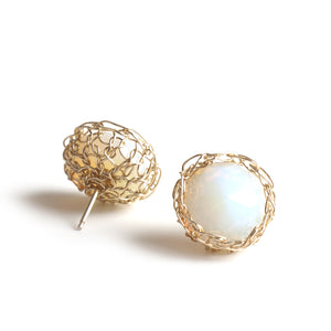 Opalite Stud earrings, Milky post earrings - Yooladesign