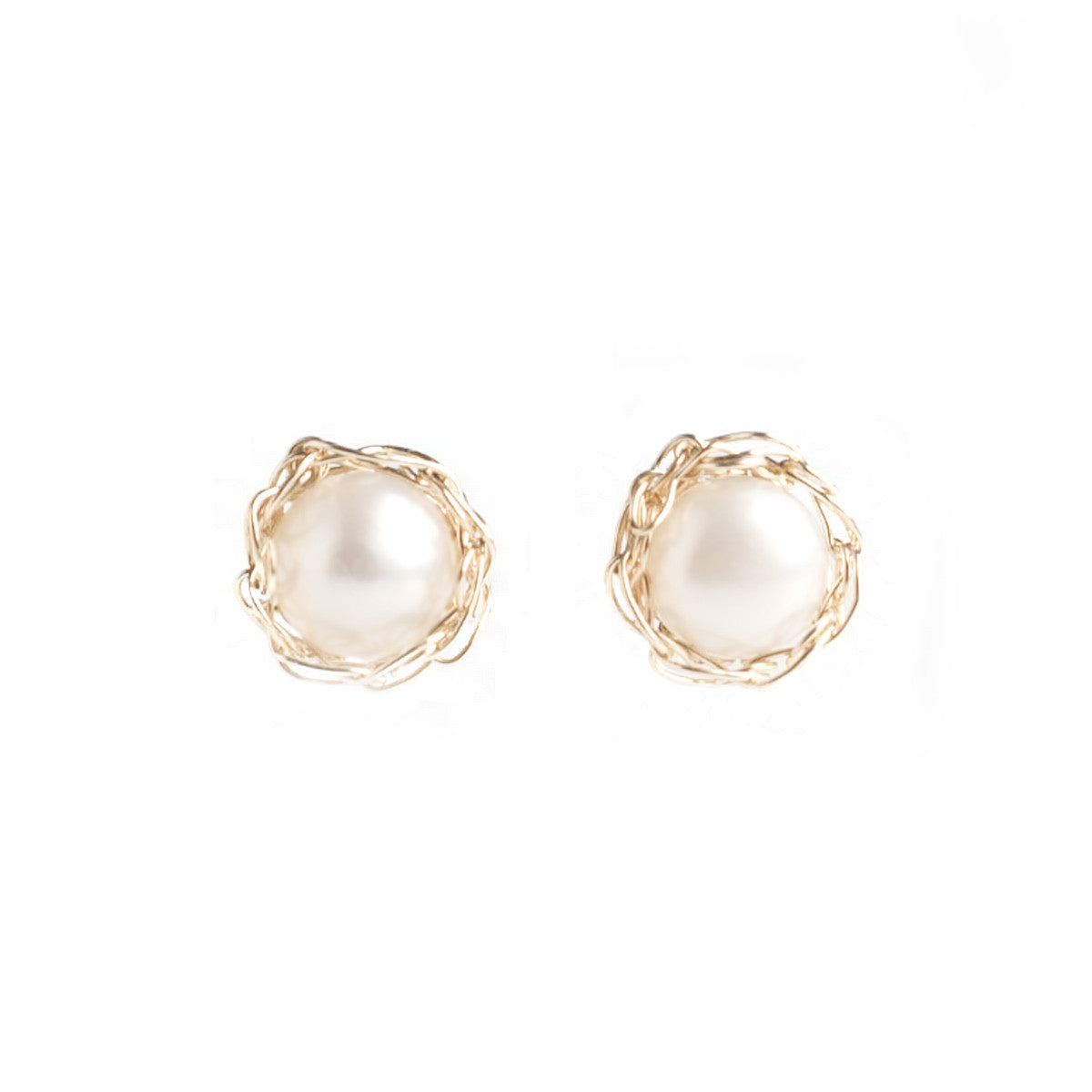 PURE, Small Pearl Stud Earrings , Gold Pearl post earrings - Yooladesign