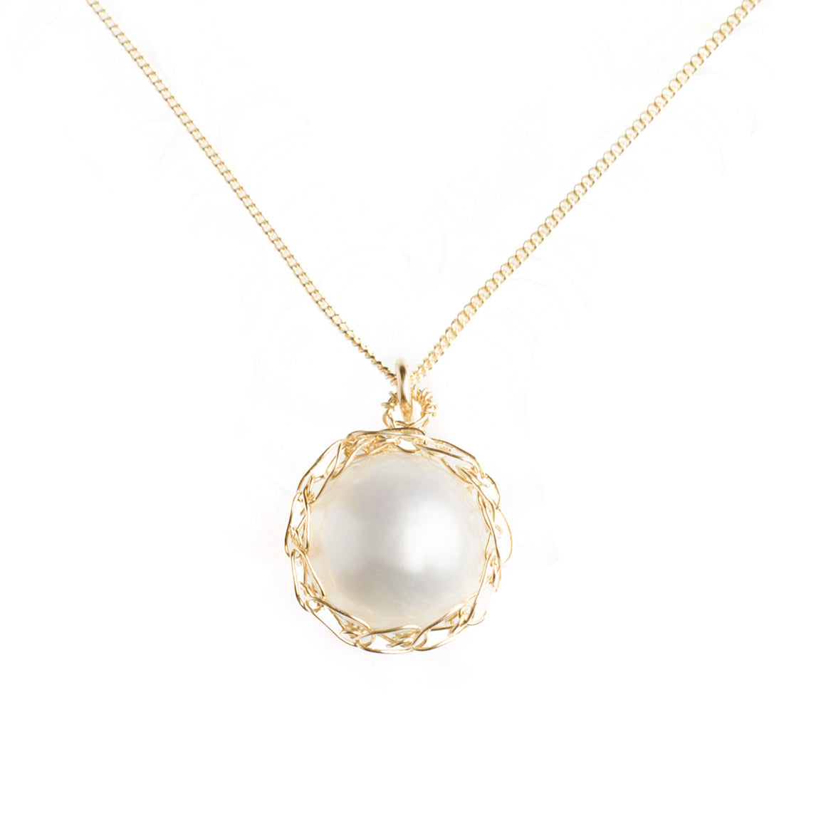 LARGE Gold pearl necklace - Pearl jewelry - Yooladesign