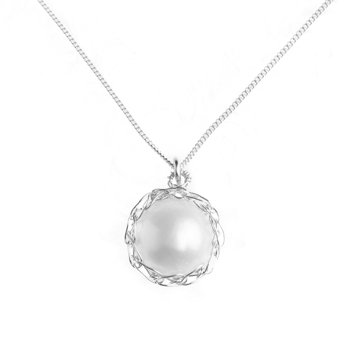 LARGE Silver pearl necklace - Pearl jewelry - Yooladesign