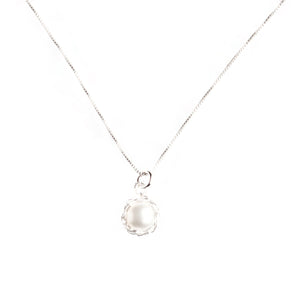 SMALL Silver pearl necklace - Single pearl necklace - Yooladesign