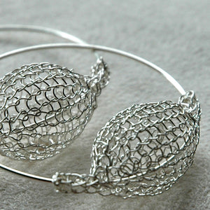 Large Silver Hoop Earrings , Bubble Pod Hoops - Yooladesign