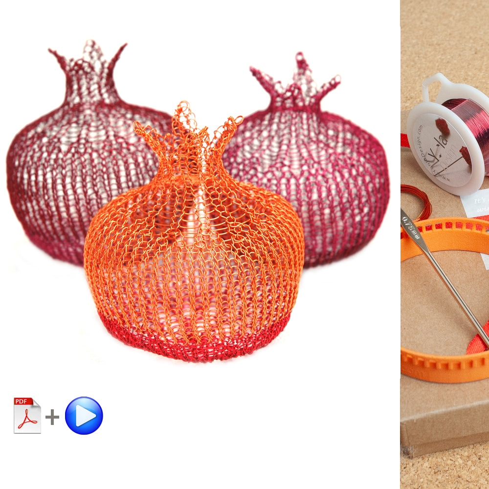 How to wire crochet a pomegranate , video tutorial , supply and tools - Yooladesign