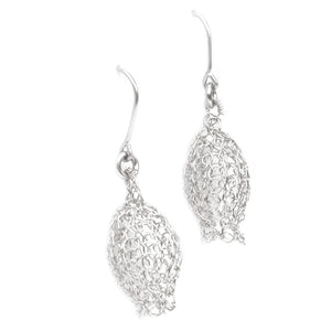Dangle knitted silver earrings Pomegranate earrings - Yooladesign