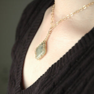 Prehnite necklace, pendant charm necklace, strengthen your intuition - Yooladesign