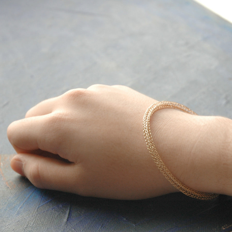 Rose Gold bangle bracelet , wire crochted bangle - Yooladesign