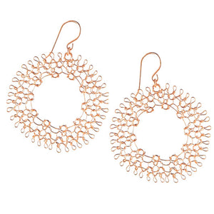 Dream Catcher wire crocheted ROSE gold filled earrings , have a spiritual day ! - Yooladesign