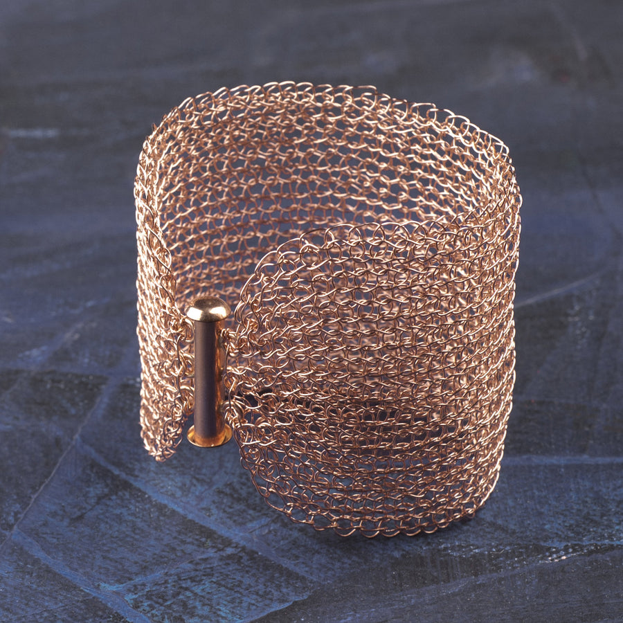 Rose Gold Cuff Bracelet , Wire crochet handmade jewelry, romantic , bridal jewelry - Yooladesign