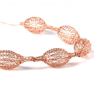 ROSE GOLD necklace - 7 Crocheted organic pods on a chain - Yooladesign