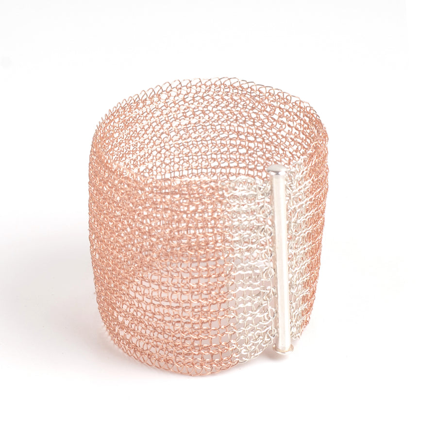 Rose Gold Cuff Bracelet with a sterling silver clasp - Yooladesign
