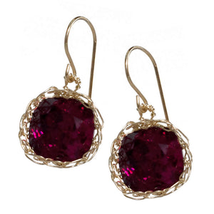 Swarovski Ruby earrings , sparkly red dangle earrings in gold filled - Yooladesign