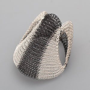 SHOGUN Bracelet, Contemporary wire crochet cuff, Black and White - Yooladesign