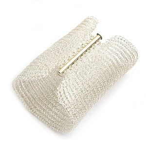 Cleopatra Silver Cuff Bracelet , wire crocheted jewelry - Yooladesign