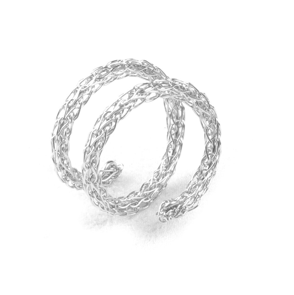 Silver Spiral Ring , Adjustable Layered Ring , Wire Crochet Stacking Ring , Every Day Jewelry 5-6 / Silver