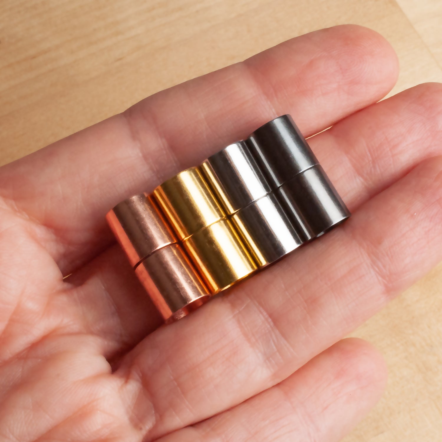 Golden Silver Solid Cylindrical Magnet Clasp Bracelet - Temu