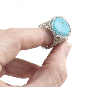 Turquoise ring stone in silver - Yooladesign