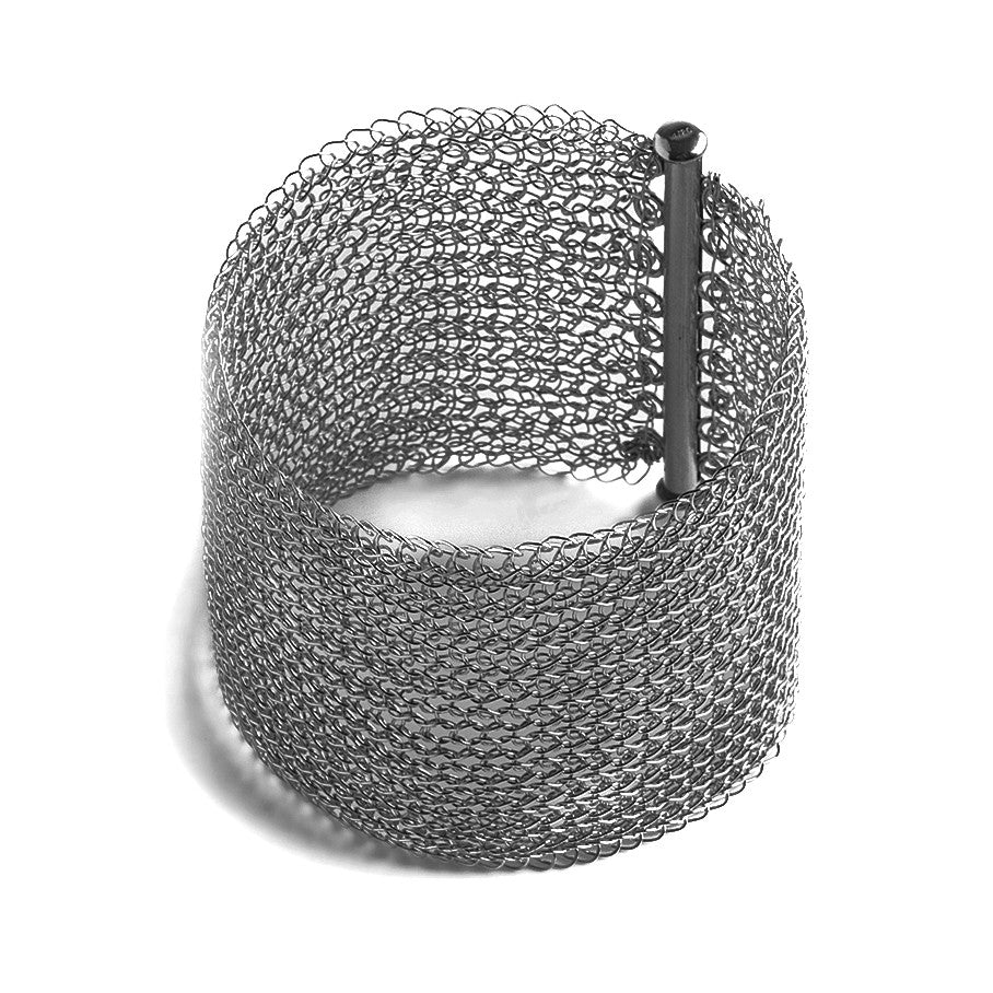 Wide Oxidized Silver Cuff Bracelet , Wire Crochet Cuff,  Handmade Urban Jewelry , Fashion Forward - Yooladesign