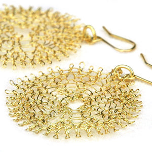 Chic gold disc earrings - crocheted with 14k gold filled wire - Yooladesign