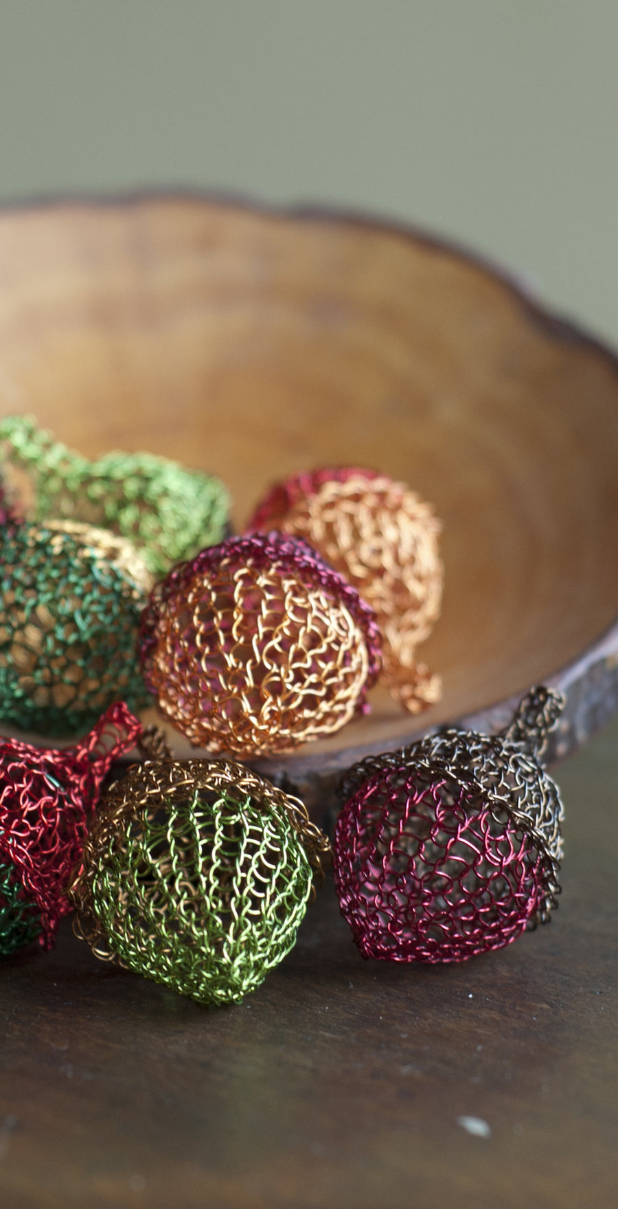 Wire Crochet Home Accents - Autumn Decorations - Copper Acorn - Multicolored Acorns - Yooladesign