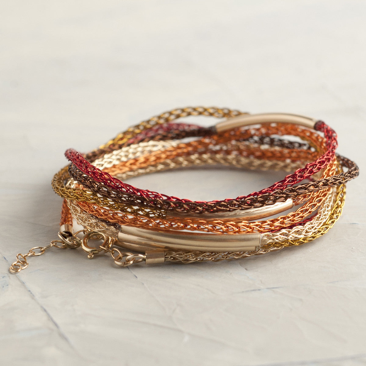 BOHO Wire crochet bracelet Gold wrap bracelet in gold Yooladesign